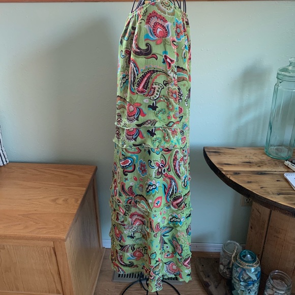 boho hippie midi skirt, green, layers | R.Q.I - Picture 2 of 6